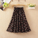 Floral skirt women high waist floral printed chiffon long skirt 