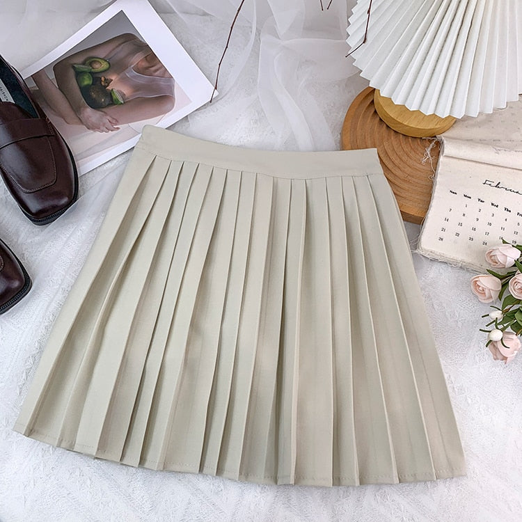  Summer Female Pleated Skirt 