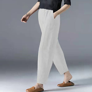 Cotton Linen Ankle Length Pants Women