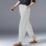 Cotton Linen Ankle Length Pants Women