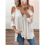 Summer Out Shirt Women  Half Sleeve Zipper Casual T Shirt