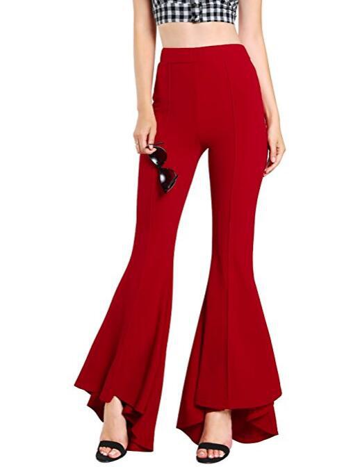  Flare Pants Elastic High Waist Pants Wide Leg Woman Pants