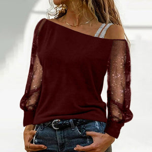 New Fashion  T shirts Off Shoulder Solid  Shirts Female Tops Shirts