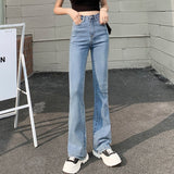 Flared Jeans Woman High Waist Denim Trousers For Female Blue White Black