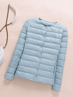 Women Down Coat Ultralight Collarless Duck Down Jacket Portable Padded Parkas O-Neck Puffer Overcoat