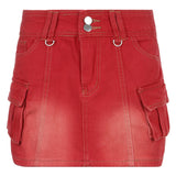  Korean Style Low Rise Denim Skirts  Solid Color