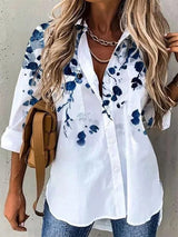 Print Long Sleeve Loose Shirts Spring Summer