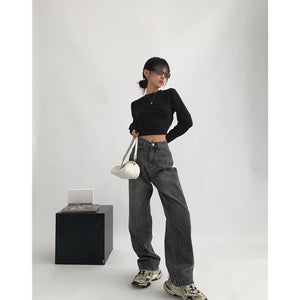 High Waist Wide Leg Jeans Trousers