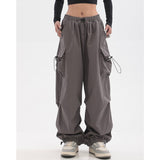 Dark Grey Vintage Women's Pants High Waist Pleated Design Pants