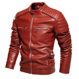 Men Jacket Coffee Leather Jacket Men Motorcycle Jacket 