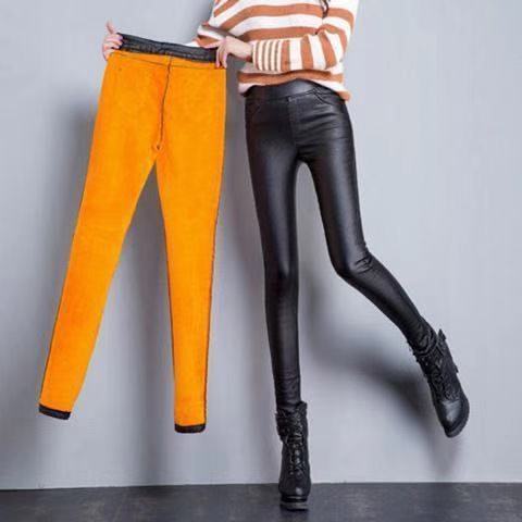 female pencil leather pants