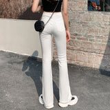 Flared Jeans Woman High Waist Denim Trousers For Female Blue White Black