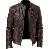  Slim Fit Stand Collar Motorcycle Zipper Jackets 