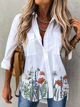 Print Long Sleeve Loose Shirts Spring Summer