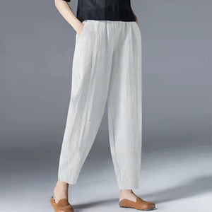 Cotton Linen Ankle Length Pants Women