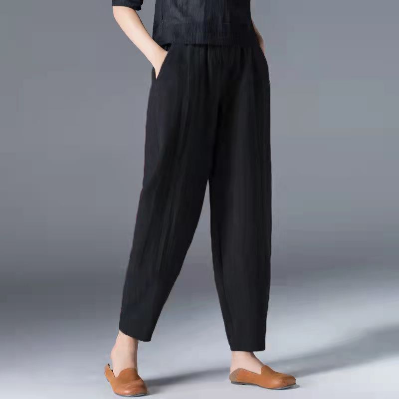 Cotton Linen Ankle Length Pants Women