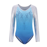 Children Girls Diamante Long Sleeve Ballet Practice Dance Wear Gymnastics Ballet