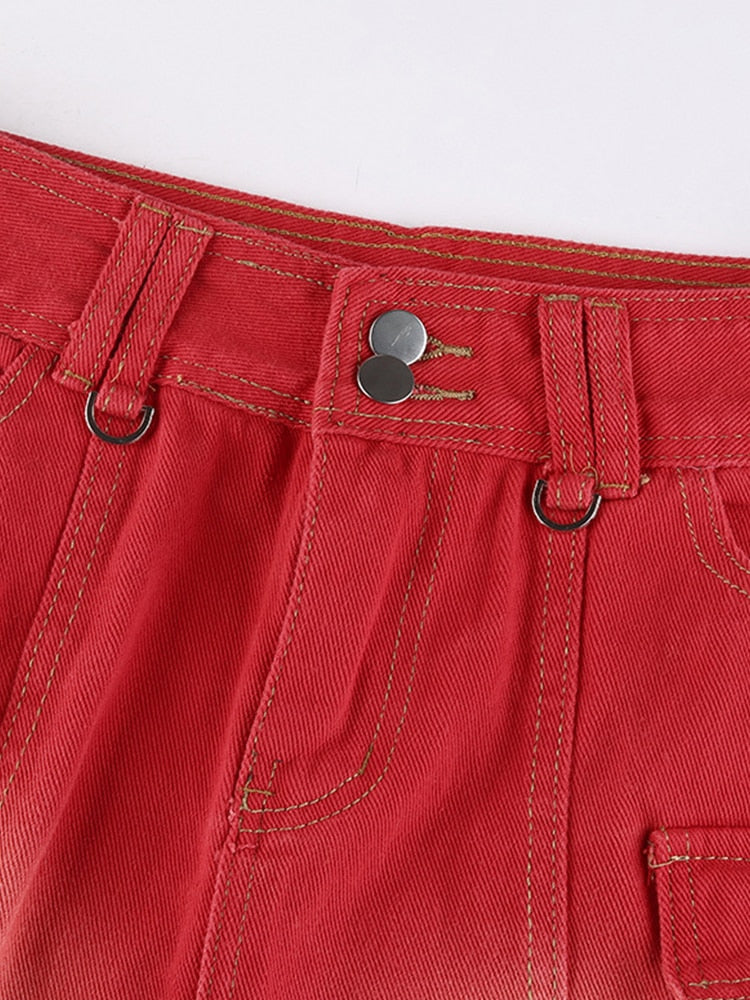  Korean Style Low Rise Denim Skirts  Solid Color