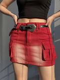  Korean Style Low Rise Denim Skirts  Solid Color