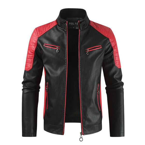 Autumn Casual Motorcycle Spliced Jacket & Coats 