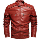 Men Jacket Coffee Leather Jacket Men Motorcycle Jacket 