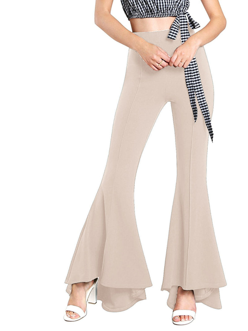  Flare Pants Elastic High Waist Pants Wide Leg Woman Pants