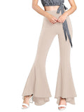  Flare Pants Elastic High Waist Pants Wide Leg Woman Pants