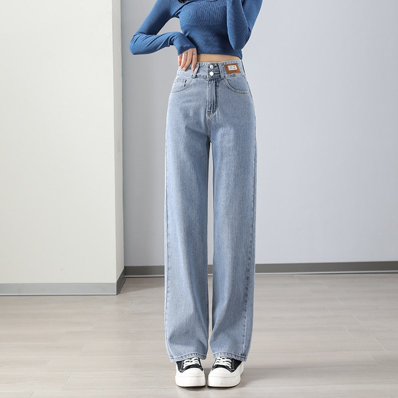  Women Jeans Straight Casual Korean Famale Fashion