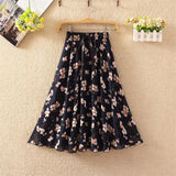 Floral skirt women high waist floral printed chiffon long skirt 