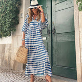 V Neck Printing Long Dress Summer