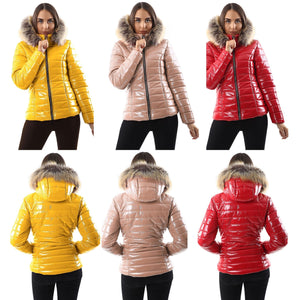 Womens Ladies Quilted Designer Padded Bubble Fur Hooded Puffer Coat Jacket