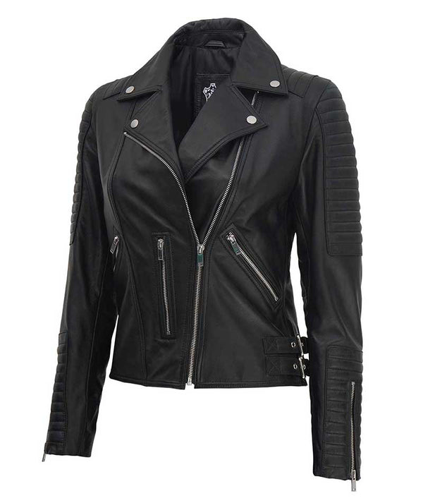 Black Leather Moto Jacket Women - Fashions Garb