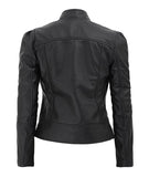 Women's Black Slim Fit Leather Jacket - Fashions Garb