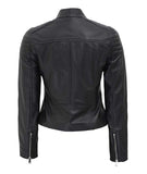 Womens Black Slim Fit Leather Jacket - Fashions Garb