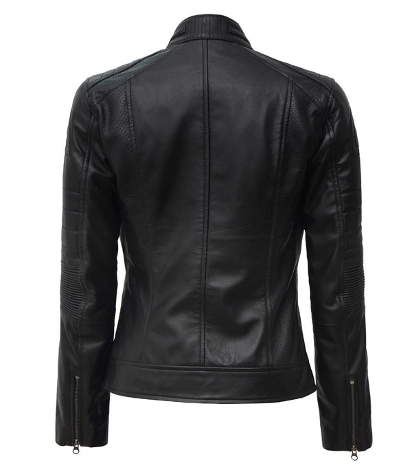 Black vintage Leather Jacket for Women - Fashions Garb