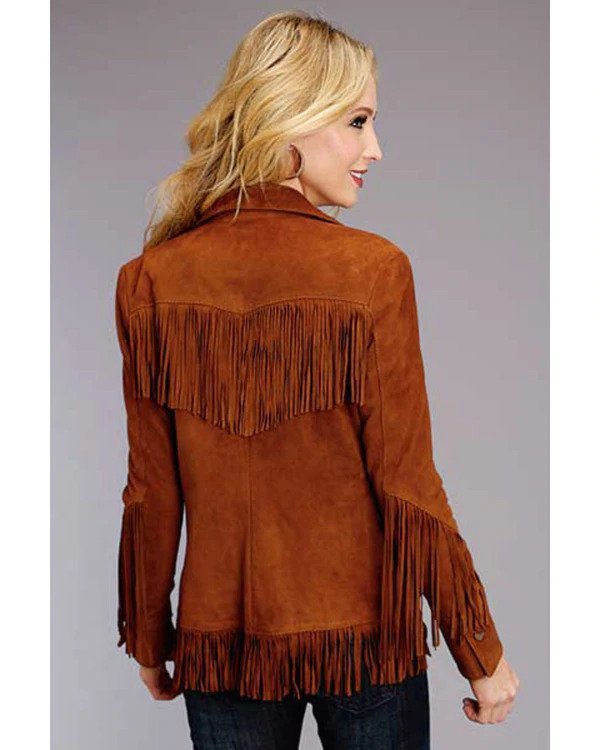 WOMEN'S BROWN SUEDE WESTERN FRINGE JACKET