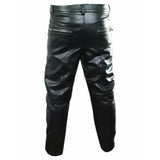 Mens Motorcycle  Black Leather Bikers Jeans Trousers Pants