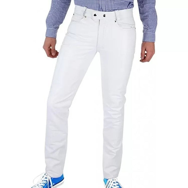 Fashion Tight Tube White Leather Trouser Jeans Pants