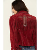 WOMEN'S WESTERN FRINGE BEADED SUEDE JACKET