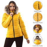 Womens Ladies Quilted Designer Padded Bubble Fur Hooded Puffer Coat Jacket