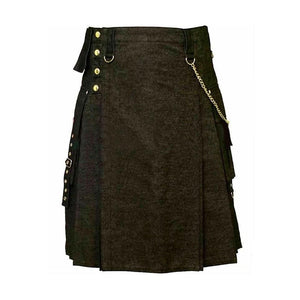 Heavy Denim Kilt Durable Fabric Tactical Pocket Comfortable & Stylish Kilt