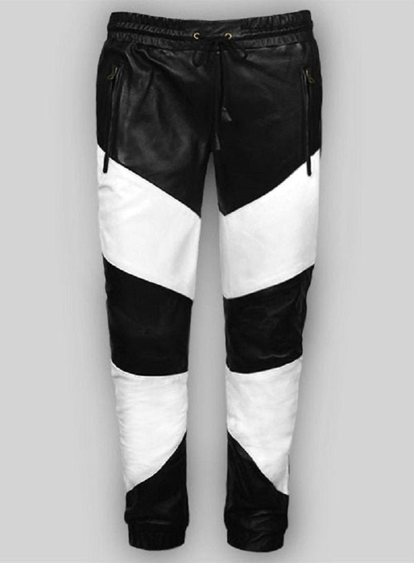 Men's Genuine soft pure leather black and white pants trouser - Fashions Garb