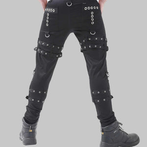 MENS GOTHIC PANT DEAD THREADS BUCKLES ZIPS CHAINS STRAPS BLACK TROUSERS CYBER PUNK, TROUSER