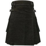 Men's Black Denim Utility Kilt For Men