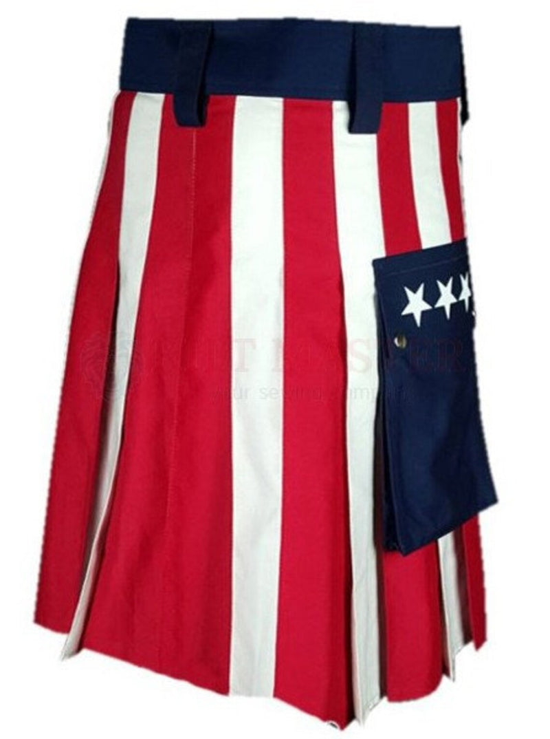 American Flag Utility Kilt Handmade Heavy Cotton USA Kilt