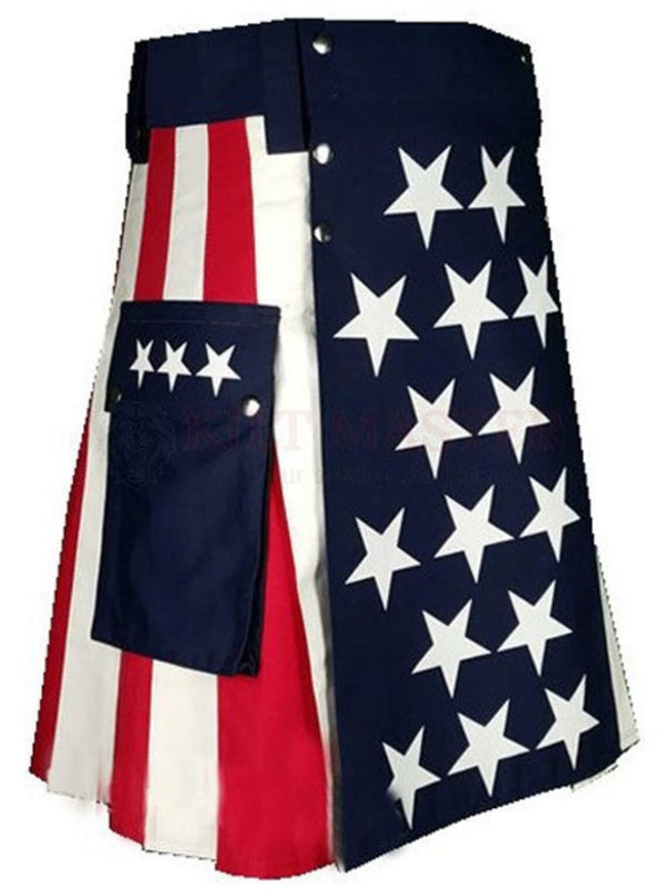 American Flag Utility Kilt Handmade Heavy Cotton USA Kilt