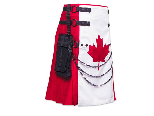 Canadian Flag Patriotic Hybrid Utility Kilt For Men