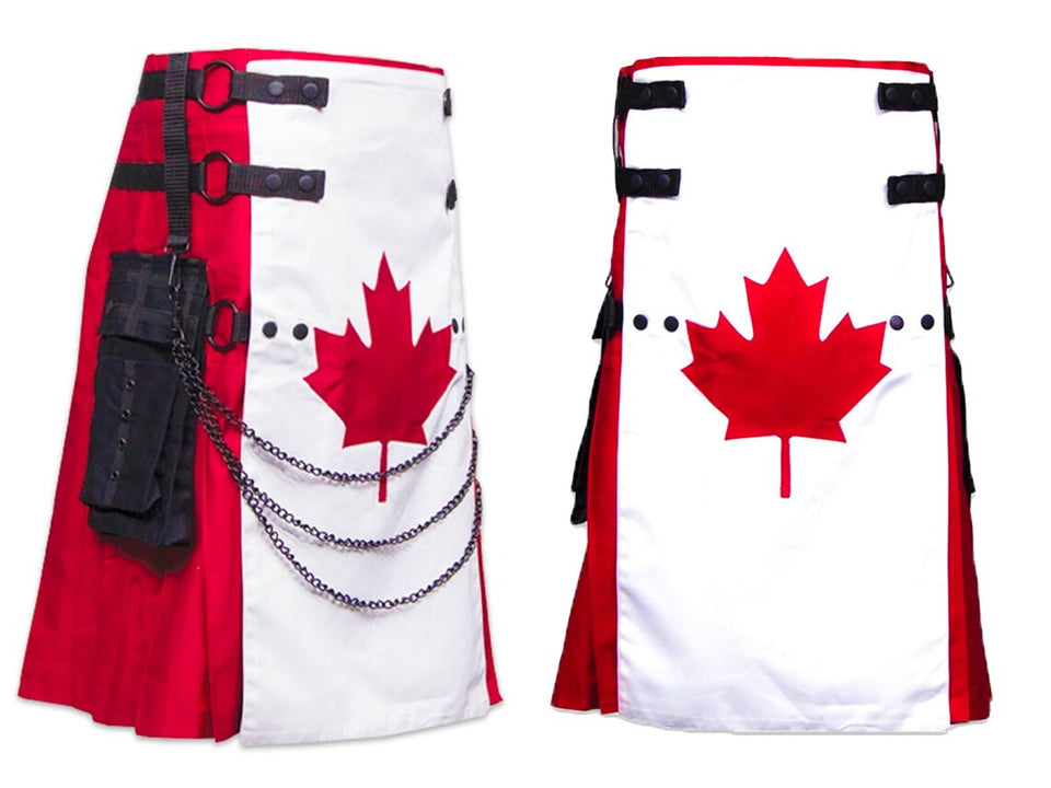 Canadian Flag Patriotic Hybrid Utility Kilt For Men