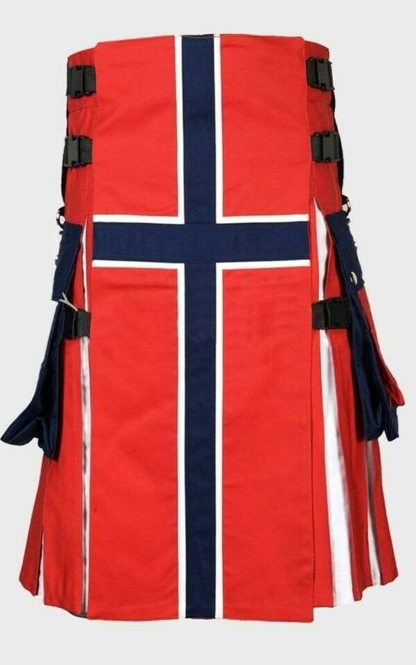 Handmade Norwegian Flag Cotton Hybrid Utility Filt for Men
