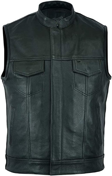 Men's Motorcycle Leather Waistcoat Vest